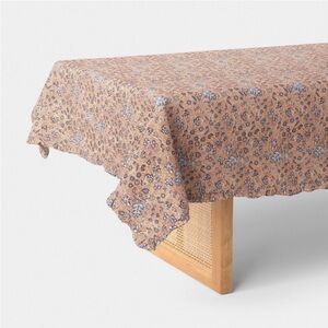 THRESHOLD NWT 84"x60" Block Print Ruffle Tablecloth